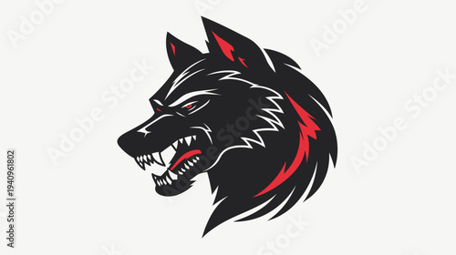 Bold illustration of a wolfs head showing aggression vector design