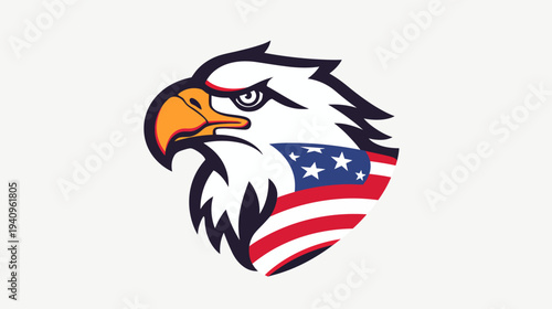 American eagle head with patriotic flag design on white background
