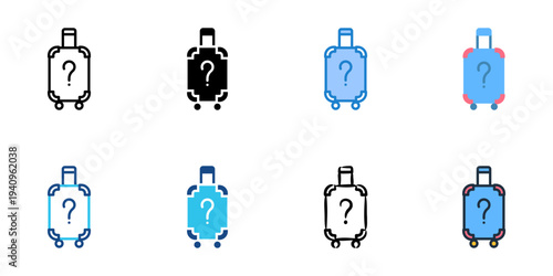 Lost Luggage icons set multiple style collection. Editable stroke 
