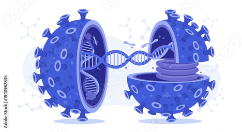 Virus DNA structure, scientific research, genetic mutation, medical concept