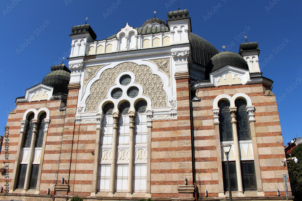 Obraz premium Historic Sofia Synagogue Exterior August 2024 Decorative architecture and domes