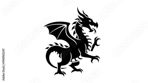 Wallpaper Mural Black dragon silhouette illustration on white background vector design Torontodigital.ca