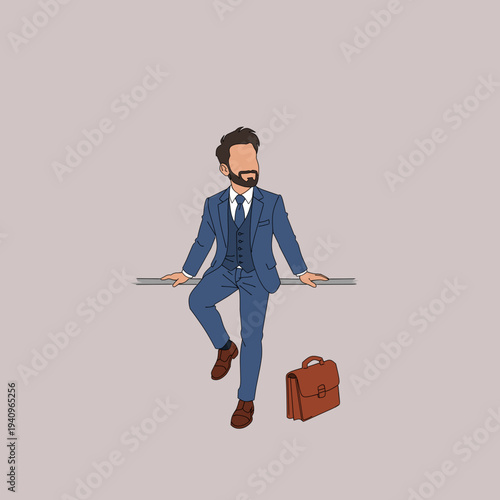 Successful Professional Celebrating Career Milestone - Vibrant Vector Illustration of Achievement and Ambition
