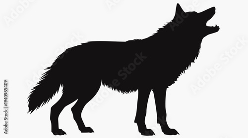Silhouette of a howling wolf isolated on a white background animal wildlife vector