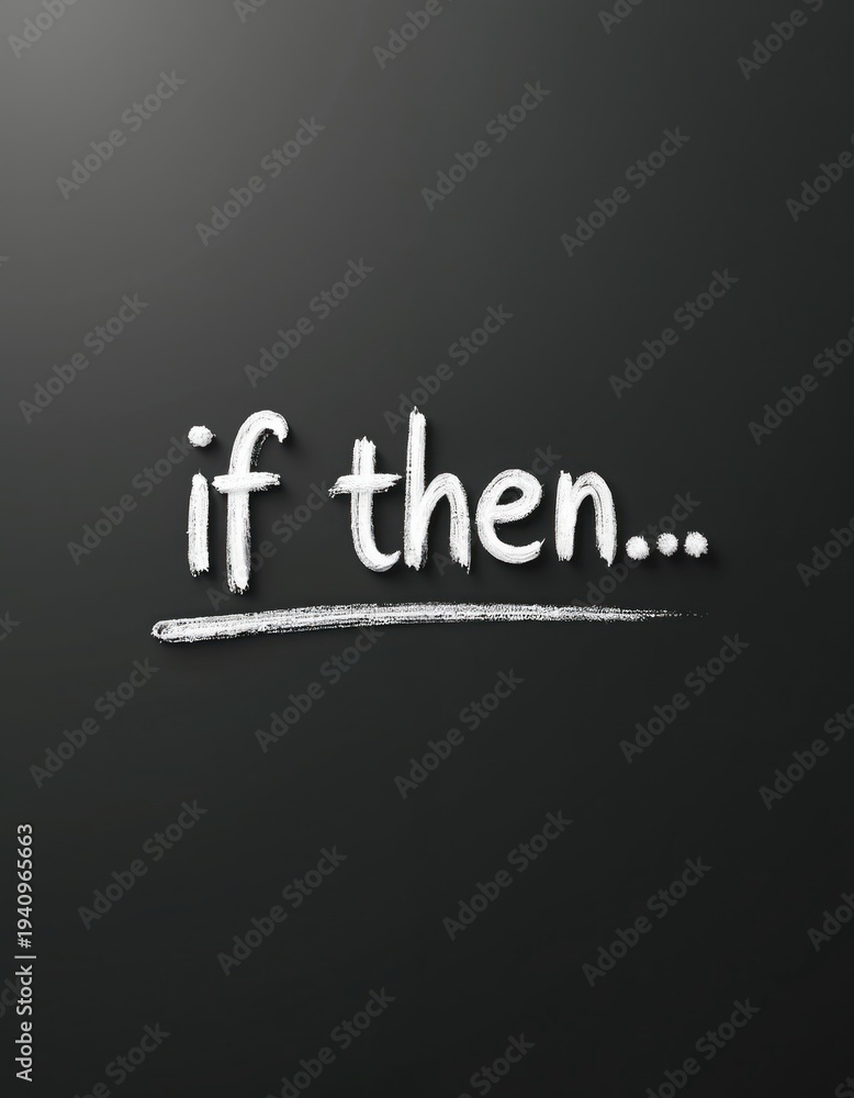 Fototapeta premium If then statement written in chalk on blackboard. Text means conditional logic or rule based thinking for education, math, programming or decision making.