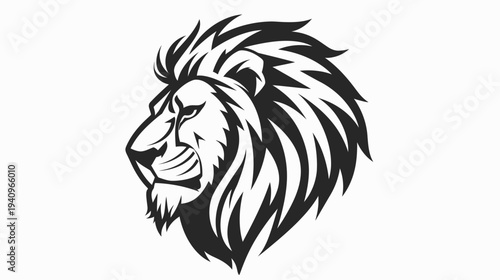 Bold lion head silhouette depicting strength and power vector illustration