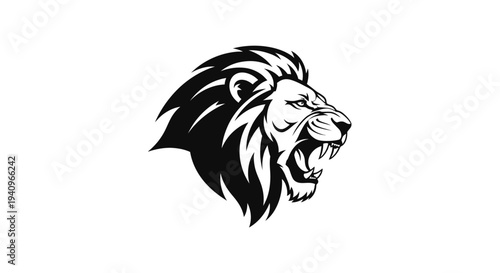 Roaring lion head emblem graphic illustration isolated on white background