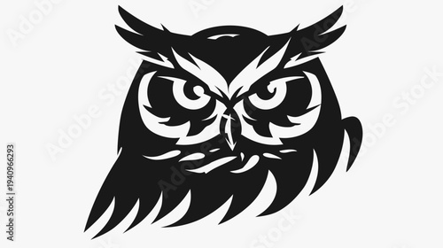 Stylized owl silhouette on white background for design and decorative elements