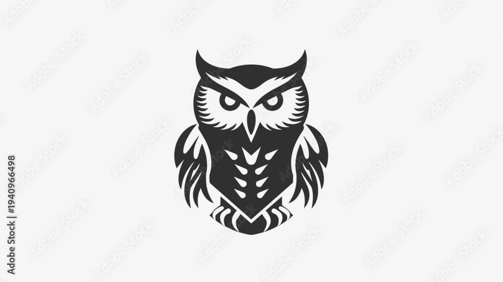 Obraz premium Stylized owl illustration graphic design of wildlife icon on white background