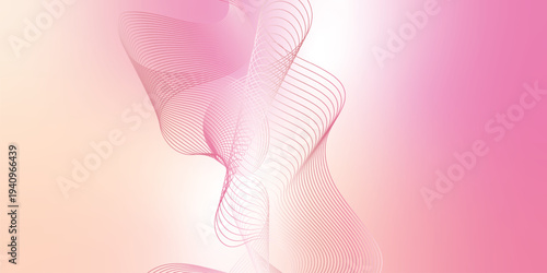 LightSalmon, pink and white luminous waves curving smoothly through a deep dark backdrop filled with tiny shimmering particles, futuristic digital technology concept, vector illustration style.