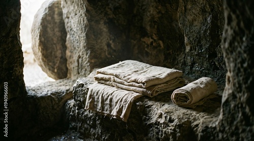 Empty Tomb of Jesus Christ Resurrection Easter Scene Biblical Holy Land Spiritual Hope