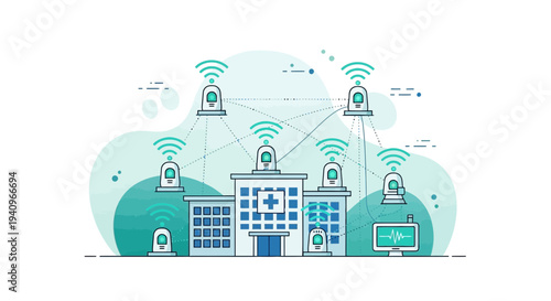 Smart Hospital Network: IoT Devices Connected to Medical Building with Wi-Fi Signals