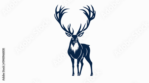 Elegant deer illustration in navy against a white background for design projects