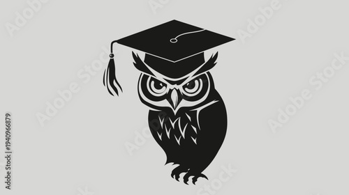 Wise owl wearing graduation cap illustration educational concept design