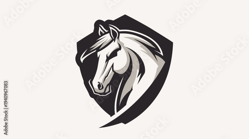 Elegant horse head in shield logo design symbol of strength and grace