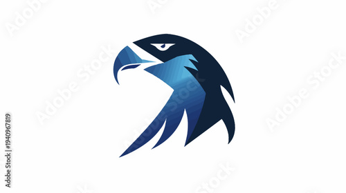 Abstract illustration of a blue eagle head on white background