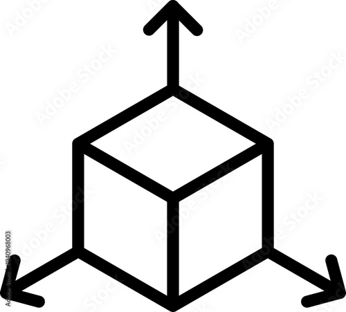 Black 3d modeling icon - outline