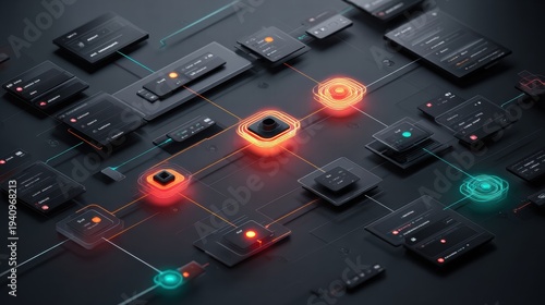 Dynamic Visualization of N8N Flow Connecting Nodes in a Neural Network Environment technology, automation, efficiency, workflow, ai, network