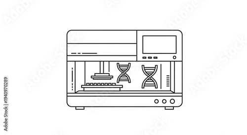 3D Printer Creating DNA Helix Model, Biotechnology Innovation Concept