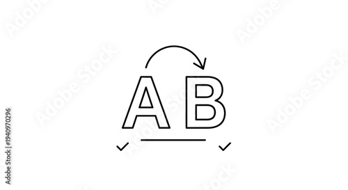 A/B Testing Concept: Comparing Options with Arrows and Checkmarks