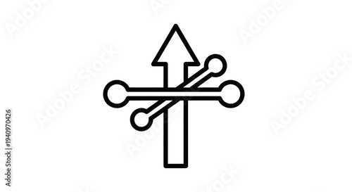 Abstract Symbol of Connection and Direction, Network Node with Arrows