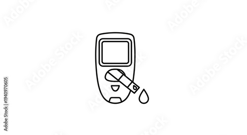 Blood Glucose Meter Icon with Blood Drop - Diabetes Test Equipment