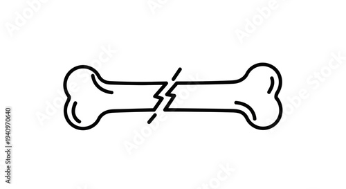 Broken Bone Icon, Fractured Limb Symbol, Medical Health Injury Concept