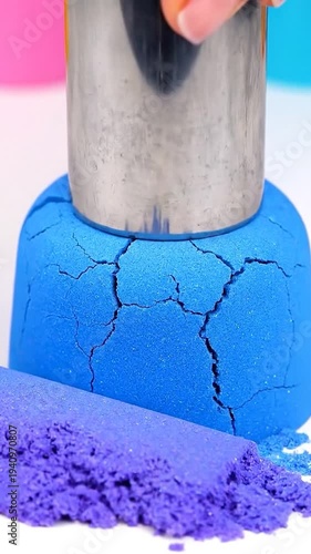 Kinetic Sand Cutting and Pressing Close Up