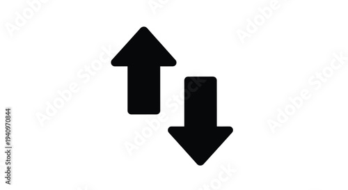 Black arrows pointing up and down a simple directional symbol
