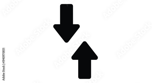 Black arrow pointing down and up on a white background