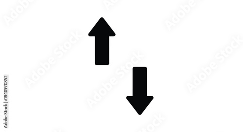 Simple graphic depicting a black upward and downward pointing arrow on white