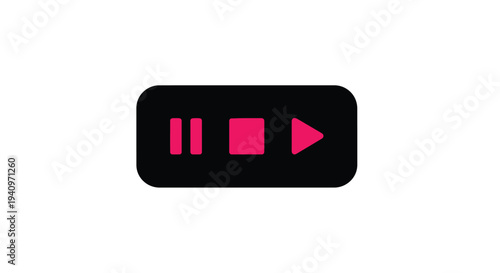 Black background featuring a pink play pause and forward icon