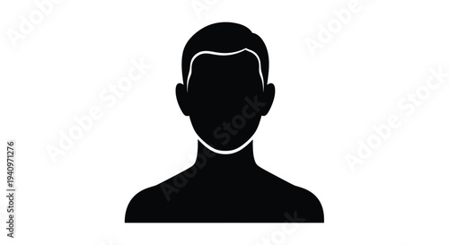 Simple black silhouette of a man s head and shoulders facing forward