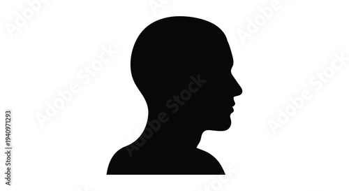 Simple black silhouette of a human head in profile view
