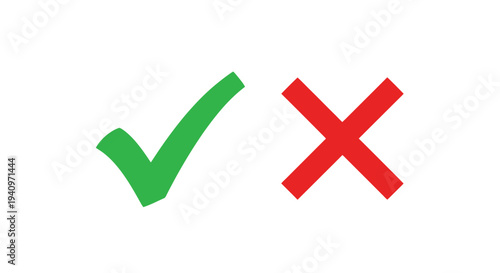 Green checkmark and red x symbols displayed side by side on white