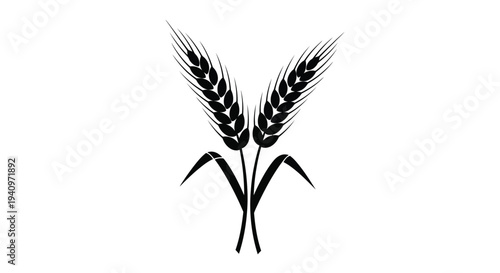 Two stalks of wheat silhouetted in black and white facing inward