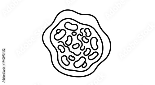 Abstract illustration of cells or microorganisms in a petri dish, simple line art