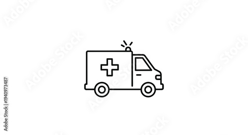 Ambulance icon, emergency medical service vehicle, healthcare transport symbol