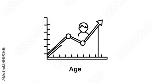 Age Growth Chart: Upward Trend with Person Icon, Business Concept