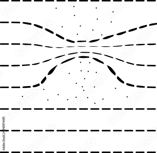 A simulation or schematic representation of the compression of a substance, pipe, or similar object within some larger structure.