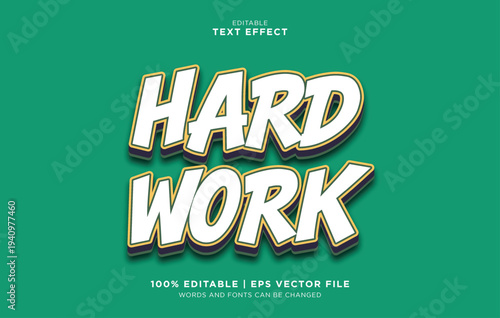 Editable vector text effect with hard work editable text on green background