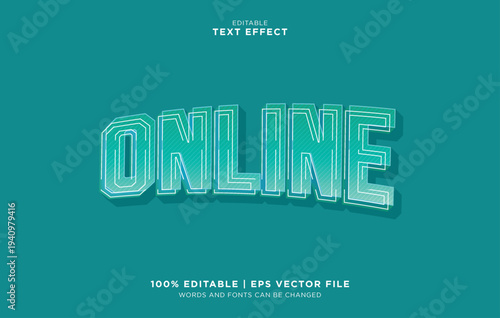 Editable text effect with vector ONLINE on a digital background