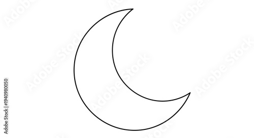 Simple line drawing of a crescent moon against a plain white background