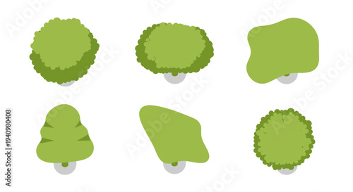 Garden Park Tree Top View Landscape Architecture Map Vector Set