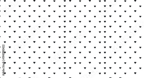 Seamless Minimalist Black Heart Shape Pattern Background Texture Vector Illustration