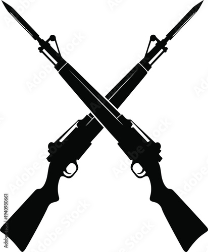 Memorial day tribute with crossed rifles and laurel wreath