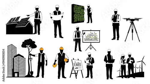 Modern Engineering & Construction Diverse Professionals Building Green & Smart Cities