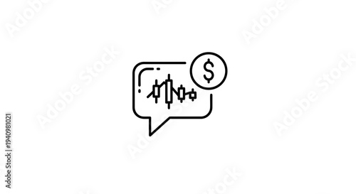 Financial Chart in Speech Bubble with Dollar Sign Icon, Stock Market Trading Concept