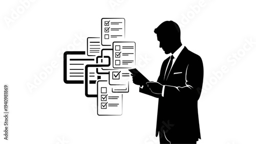 Streamlining Business Operations A Professional Engaged with Digital Task Management for Workflow Efficiency