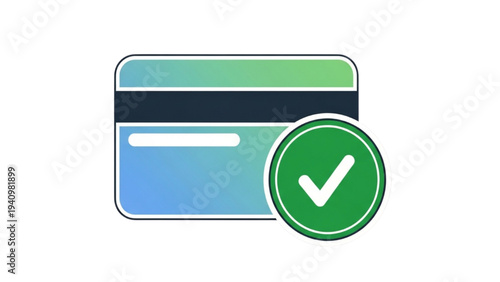 Illustration of a successful secure online payment transaction validated with a checkmark on a credit card icon